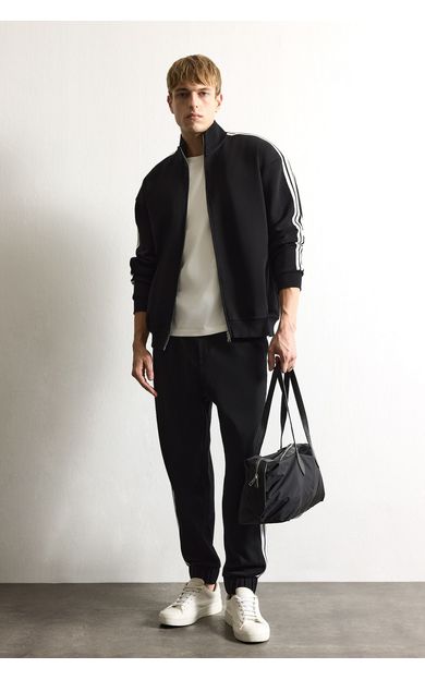 DeFacto Regular Fit Yan Biyeli Lastikli Paça Jogger Eşofman Altı Siyah