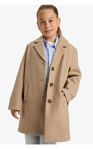 Kız Çocuk Ceket Yaka Düğmeli Parka