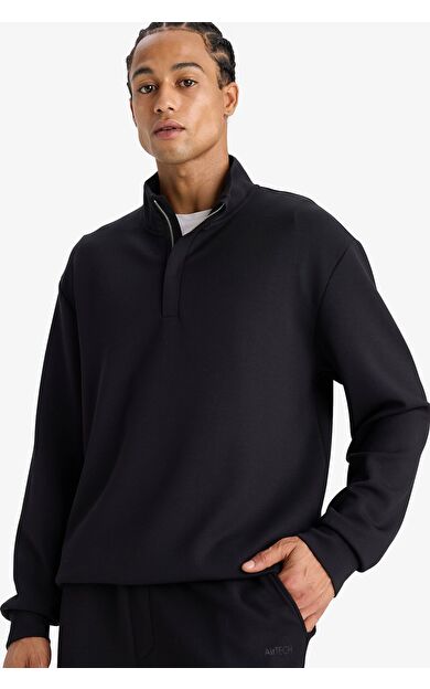 DeFacto DeFactoFit Standart Fit Dik Yaka Yarım Fermuarlı Modal Sporcu Sweatshirt