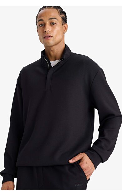DeFacto DeFactoFit Standart Fit Dik Yaka Yarım Fermuarlı Modal Sporcu Sweatshirt