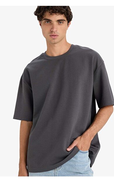 DeFacto Oversize Geniş Kalıp Bisiklet Yaka Kısa Kollu Tişört E9798AX25AUAR104