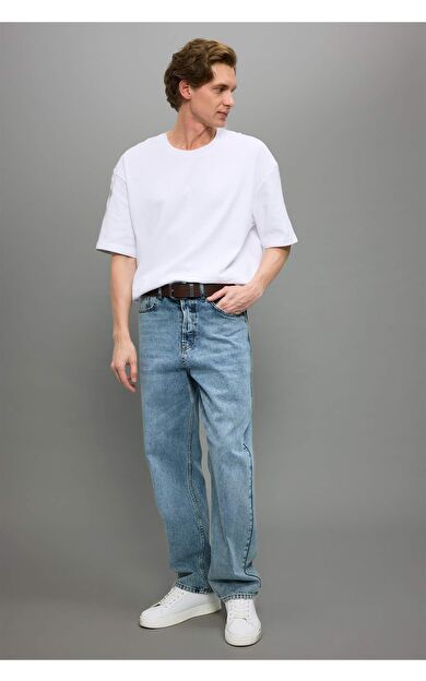 DeFacto Oversize Geniş Kalıp Bisiklet Yaka Kısa Kollu Tişört E9798AX25AUWT34