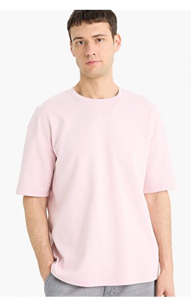 DeFacto Oversize Geniş Kalıp Bisiklet Yaka Kısa Kollu Tişört E9798AX25SPPR345