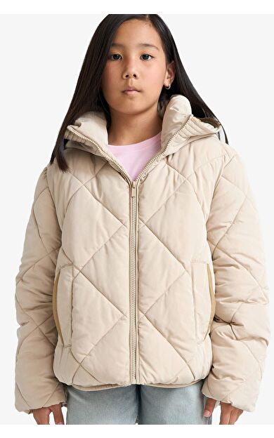 Kız Çocuk Su Geçirmez Kapüşonlu Fermuarlı Mont E9811A825AUBG123