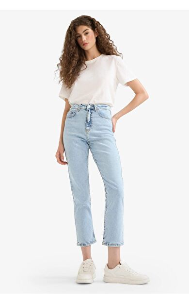 DeFacto Mary Vintage Straight Fit Yüksek Bel Bilek Boy Jean Yıkamalı Pantolon E9817AX25AUNM39