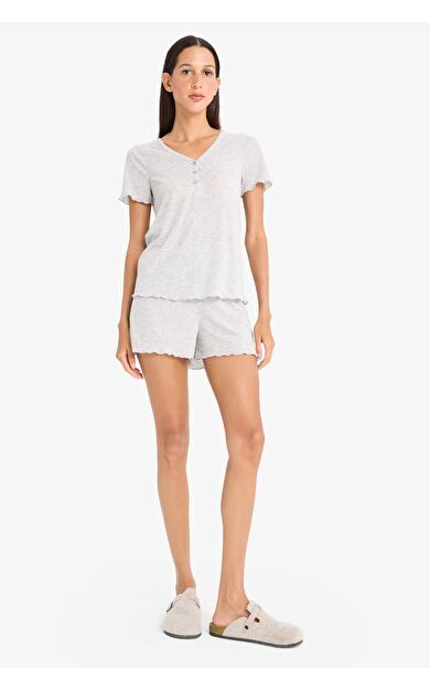 Regular Fit Kısa Kollu 2'li Ribana Takım -Fall in Love