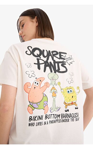 DeFacto Coool SpongeBob Oversize Geniş Kalıp Sırt Baskılı Kısa Kollu Tişört