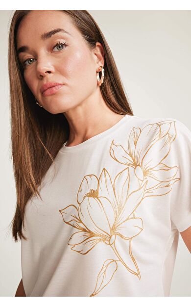 DeFacto Bisiklet Yaka Baskılı Kısa Kollu Tişört E9892AX25SMER105