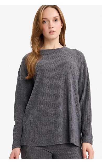 Regular Fit Bisiklet Yaka Uzun Kollu Tişört