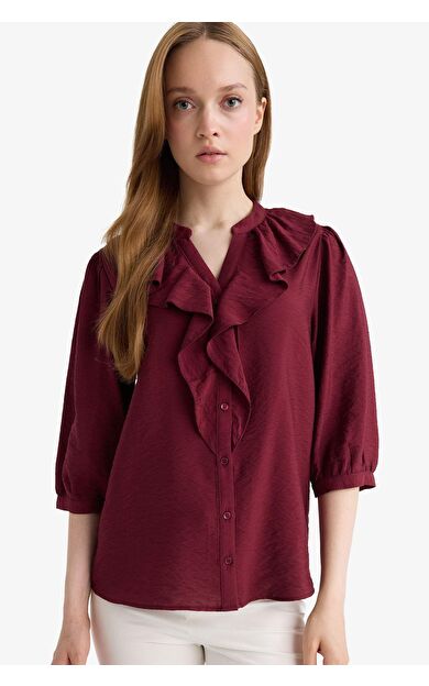 DeFacto Regular Fit Bisiklet Yaka Uzun Kollu Gömlek E9922AX25AUBR194