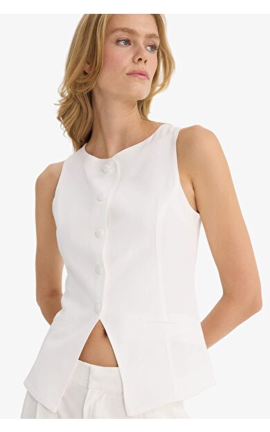 DeFacto Slim Fit Dar Kesim Bisiklet Yaka Yelek