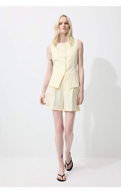 DeFacto Yüksek Bel Keten Şort