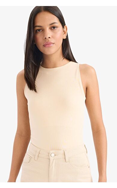 DeFacto Slim Fit Dar Kesim Halter Yaka Çıtçıtlı Atlet