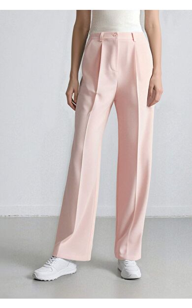 Afra x Defacto Wide Leg Krep Kumaş Pantolon Cepli Yüksek Bel Uzun Boy Geniş Paça