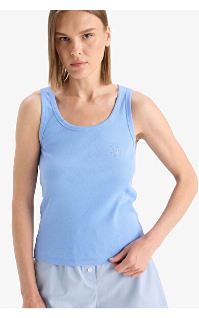 DeFacto -Fall in Love Regular Fit Bisiklet Yaka Kolsuz Ribana Üst F0110AX25SMBE747