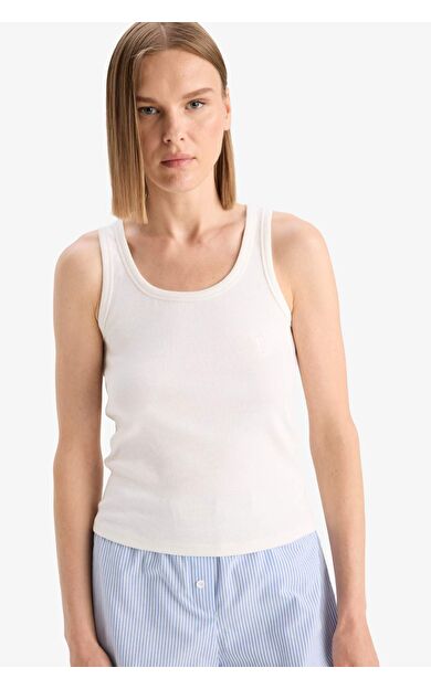 DeFacto -Fall in Love Regular Fit Bisiklet Yaka Kolsuz Ribana Üst F0110AX25SMER98