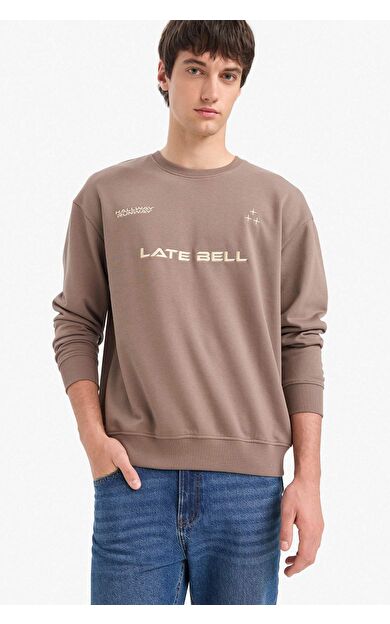 DeFacto Boxy Fit Bisiklet Yaka Baskılı Sweatshirt F0117AX25AUBN571