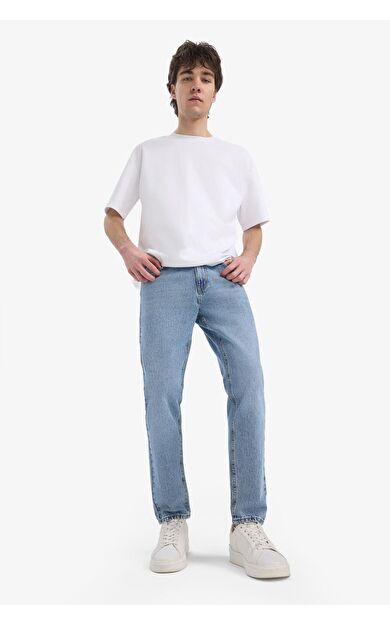 DeFacto 90's Slim Fit Dar Kalıp Yüksel Bel Dar Paça Kar Yıkamalı Jean Pantolon