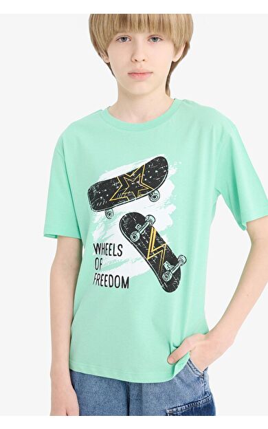DeFacto Erkek Çocuk New Regular Fit Bisiklet Yaka Baskılı Kısa Kollu Tişört F0174A825SMGN1203