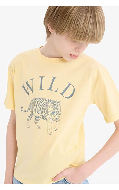 DeFacto Erkek Çocuk Bisiklet Yaka Baskılı Kısa Kollu Tişört F0181A825SMYL252