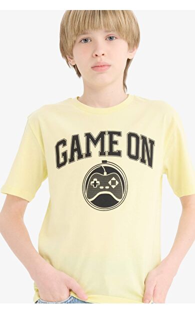 DeFacto Erkek Çocuk Bisiklet Yaka Baskılı Kısa Kollu Tişört F0182A825SMYL75