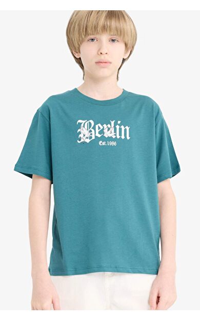 DeFacto Erkek Çocuk Bisiklet Yaka Baskılı Kısa Kollu Tişört F0184A825SMGN756