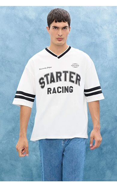 DeFacto Loose Fit Bisiklet Yaka Baskılı Kısa Kollu Tişört F0188AX25SMER105