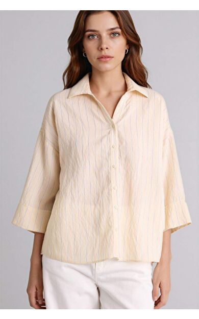 DeFacto Regular Fıt Gömlek Yaka Uzun Kollu Gömlek