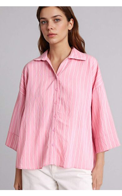 DeFacto Regular Fıt Gömlek Yaka Uzun Kollu Gömlek