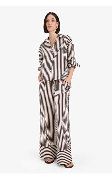 DeFacto Wide Leg Kumaş Pantolon Çift Cepli Yüksek Bel Geniş Paça F0259AX25SMBN390