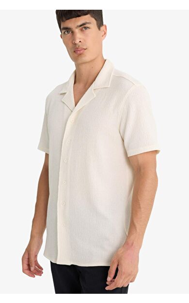 DeFacto Modern Fit Polo Yaka Krinkıl Kumaş Kısa Kollu Gömlek F0313AX25AUER140