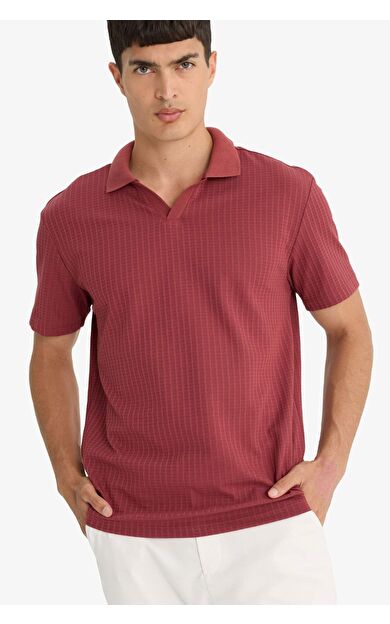 DeFacto Regular Fit Polo Yaka Waffle Kısa Kollu Tişört F0315AX25AUBN367