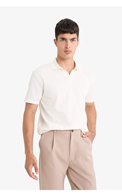 DeFacto Regular Fit Polo Yaka Waffle Kısa Kollu Tişört F0315AX25AUER140