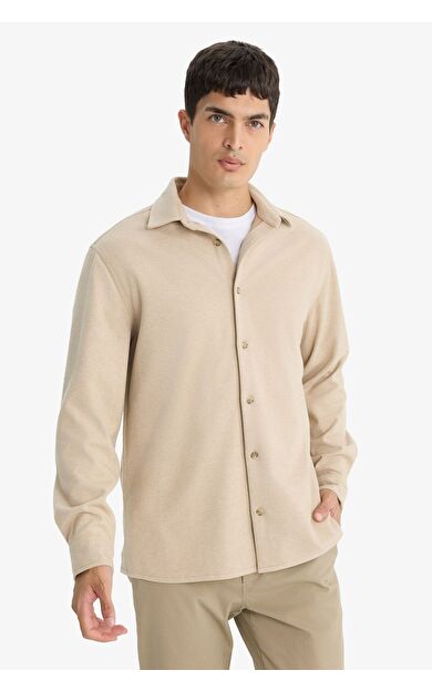 DeFacto Regular Fit Polo Yaka Twill Uzun Kollu Gömlek