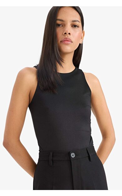 DeFacto Slim Fit Dar Kesim Halter Yaka Atlet F0357AX25SMBK81