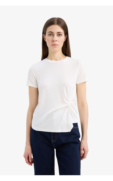 DeFacto Slim Fit Dar Kesim Bisiklet Yaka Ribana Kısa Kollu Tişört F0366AX25SPER105
