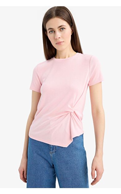 DeFacto Slim Fit Dar Kesim Bisiklet Yaka Ribana Kısa Kollu Tişört F0366AX25SPPN637
