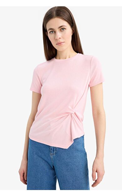 DeFacto Slim Fit Dar Kesim Bisiklet Yaka Ribana Kısa Kollu Tişört F0366AX25SPPN637