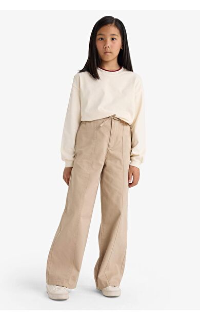 DeFacto Kız Çocuk Wide Leg Geniş Paça Pamuklu Pantolon F0444A825AUBG310
