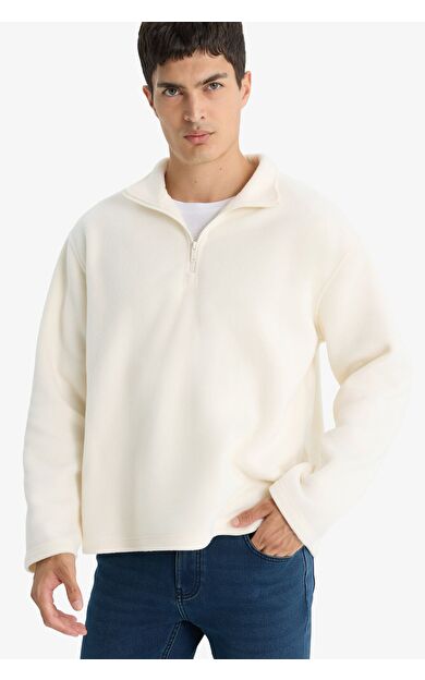 DeFacto Relax Fit Yarım Fermuarlı Polar Sweatshirt