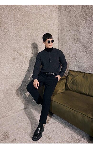 Tailored Regular Fit Düz Paça Fitilli Kadife Pantolon