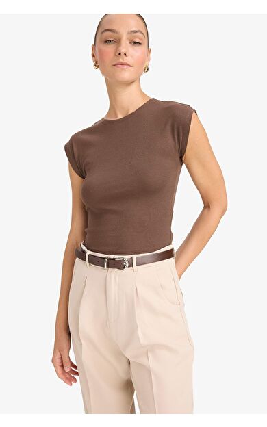 Slim Fit Dar Kesim Bisiklet Yaka Basic Düz Modal Kısa Kollu Tişört F0685AX25AUBN151