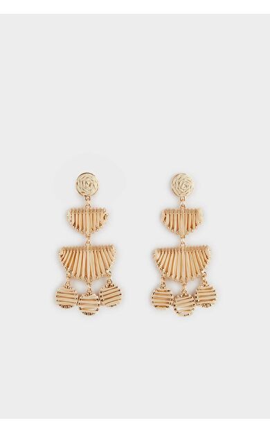 Kadın Hasır Detaylı Sallantılı Küpe