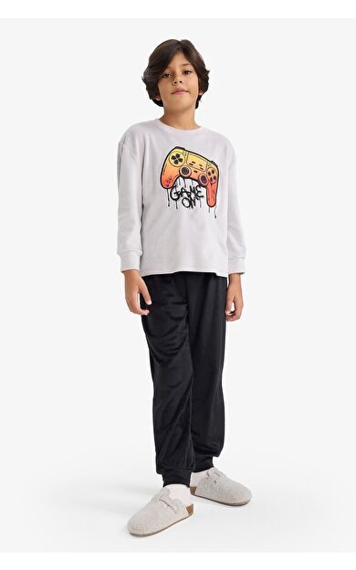DeFacto Erkek Çocuk Regular Fit Kadife 2'li Pijama Takımı