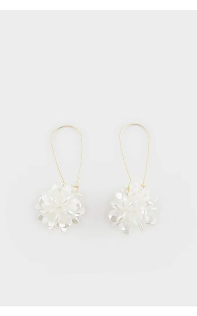 DeFacto Kadın Beyaz Çiçekli Sallantılı Küpe