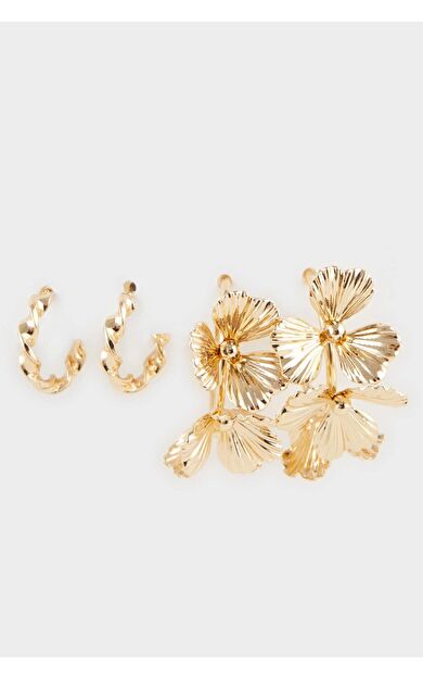 DeFacto Kadın 2'li Gold Küpe