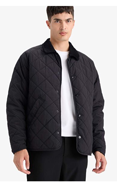 DeFacto Regular Fit Gömlek Yaka Çıtçıtlı Kapitoneli Mont