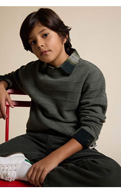 DeFacto Erkek Çocuk Bisiklet Yaka Triko Kazak F0958A825WNGN425