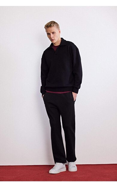 Regular Fit Beli Bağcıklı Düz Paça Eşofman Altı