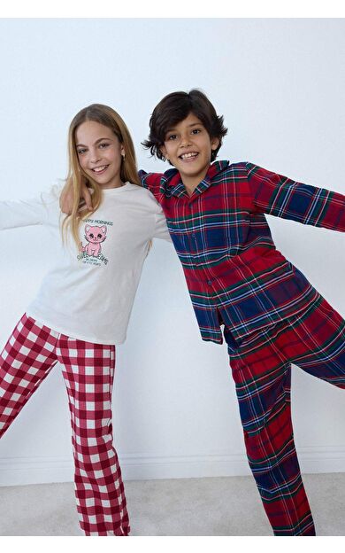 Erkek Çocuk Regular Fit Flanel 2'li Pijama Takımı
